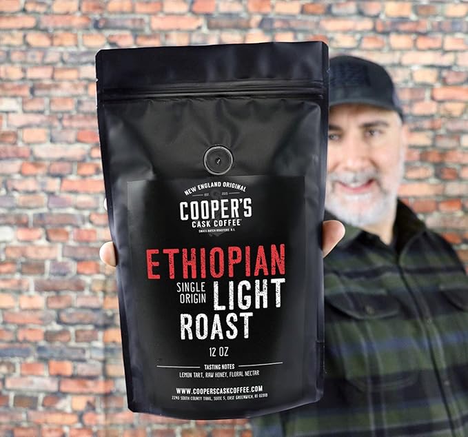 Gourmet Coffee Sampler Gift Box Set (Sumatra Dark Kenya AA Medium-Dark Rwanda Medium Natural Ethiopian Medium-Light) and Ethiopian Bright Light Roast Grade 1 Whole Coffee Bean 12oz Bag