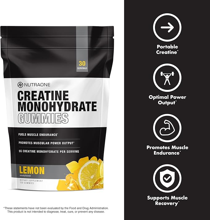 NutraOne Creatine Monohydrate Gummies Pre- and Post Workout Recovery Fuel Muscular Performance Increase Endurance Support Muscle Recovery