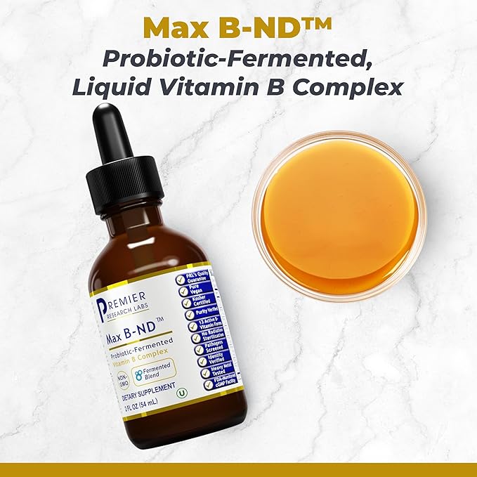 Premier Research Labs Max B-ND Liquid Vitamin - B-Complex for Liver &amp Brain Health - Sublingual Drops for Energy Immune &amp Adrenal Support - 2 fl oz - Thiamin B12 B6 &amp More - for Men Wo