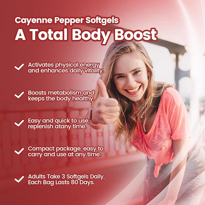 Cayenne Pepper Softgels Supplement with Vitamin E D3+K2 and Extracts of Turmeric Grape Seed Hawthorn Beetroot Berberine and Others Supports Leg Vein Heart and Blood Vessel Health (2 Pack)