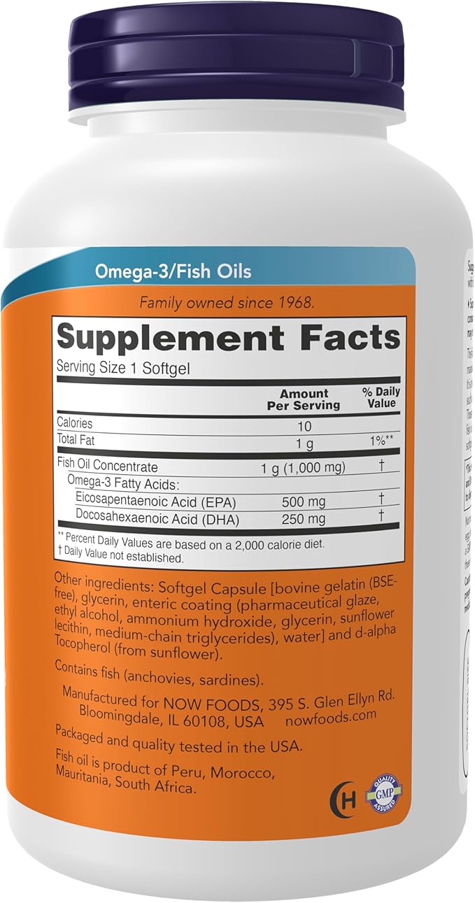 NOW Foods Supplements Ultra Omega-3 Molecularly Distilled and Enteric Coated 180 Softgels