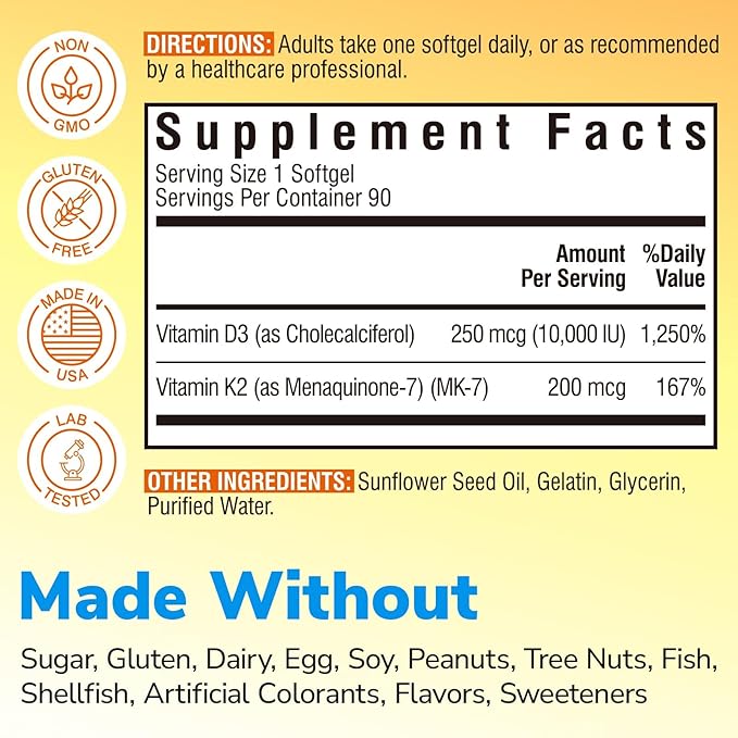 Vitalibre Women's Probiotics 100 Billion CFU &amp Vitamin D3 K2 10000 IU