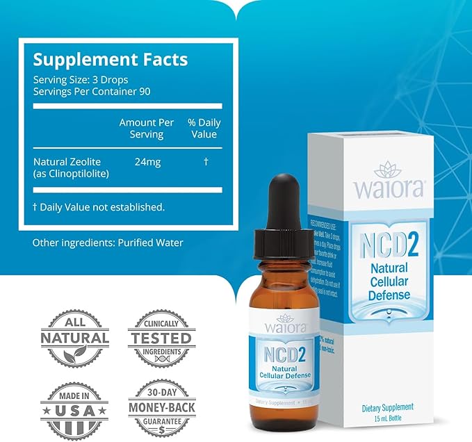 Waiora NCD2 Liquid Mineral Supplement Advanced Cellular Support Formula Daily Digestive &amp Detox Immune pH Balance Cleansing Easy-to-Use Drops (Two .5 oz Bottles 180 serv)