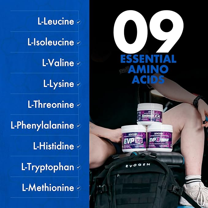Evogen Amino K.E.M. - EAA &amp BCAA Powder Pump Volumizer | BCAAs Amino Acids Supplement for Blood Flow Muscle Growth &amp Hydration | Juicy Grape | 30 Servings