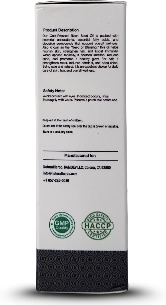 Pure Black Seed Oil for Skin Hair Scalp | Cold Pressed Nigella Sativa 30ml Herbal Oil for Hair Scalp Non-GMO Natural Supplement Antioxidant Joints Skin &amp Hair