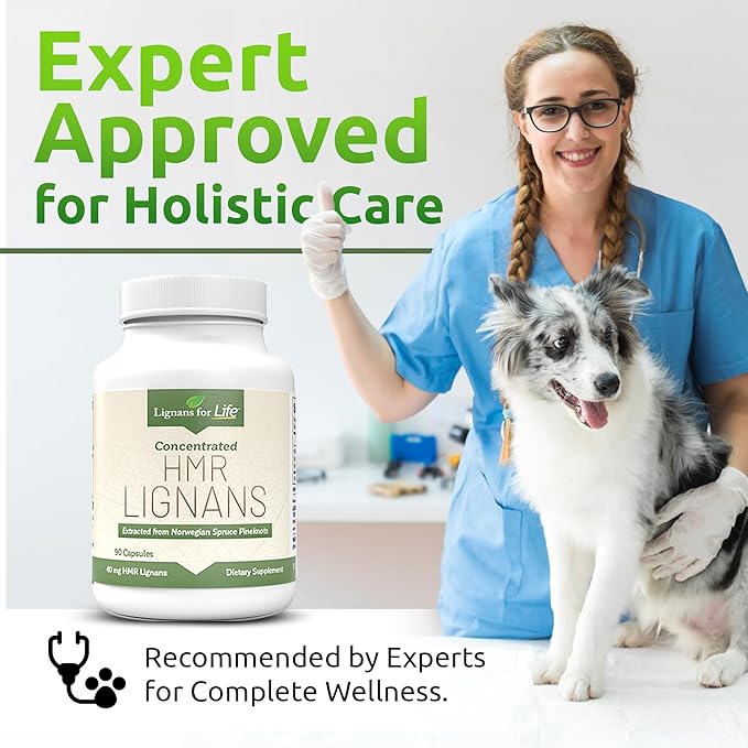 Lignans For Life HMR Lignans for Dogs 40mg - 90 Capsules Vitamin for Healthy Pet | Multivitamin | Wellness Supplement | 2-Pack
