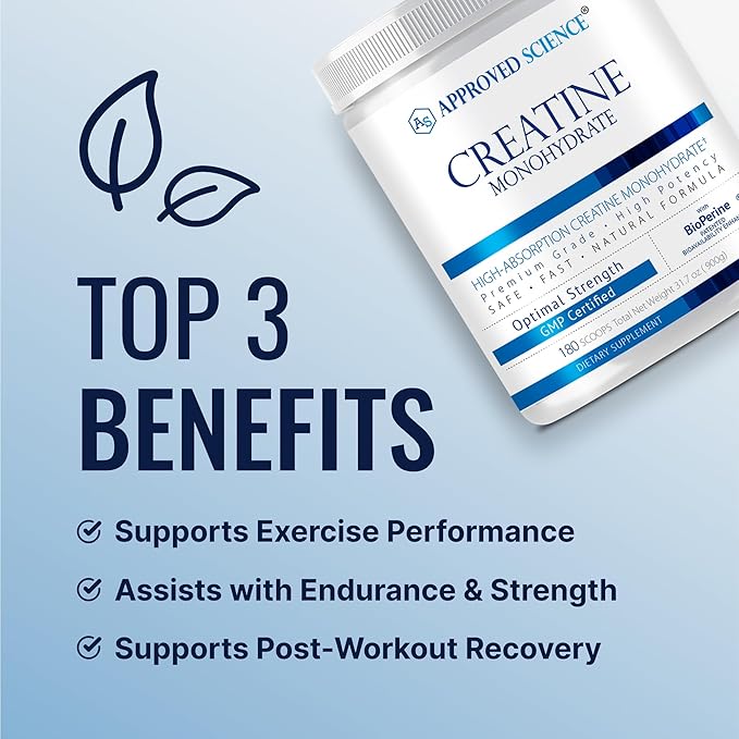 Approved Science Creatine Monohydrate Powder – with BioPerine – Supports Strength Lean Muscle &amp Recovery – 5 g Per Serving – Unflavored Creatine Powder – Non-GMO Vegan – 360 Servings (Pack of 2)