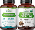 Zazzee Organic Seasonal Wellness Bundle | Organic Cat’s Claw 20:1 Extract Plus Serrapeptase Enzyme Capsules | Non-GMO Vegan &amp ISO Lab Tested