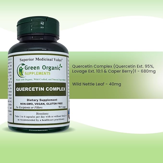 Green Organic Supplements' Quercetin Complex 90 VCaps High Absorbable Non-GMO Gluten-Free | Supports Health and Immune System