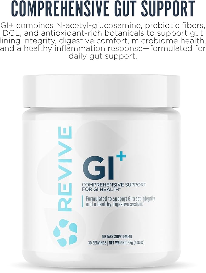 Revive MD Digestive Health Supplement GI Plus (30 Servings) - Supports Gut Health for Women &amp Men - Promotes Regularity &amp Bowel Function - Gut Health Supplements Powder for Gut Lining - Glute
