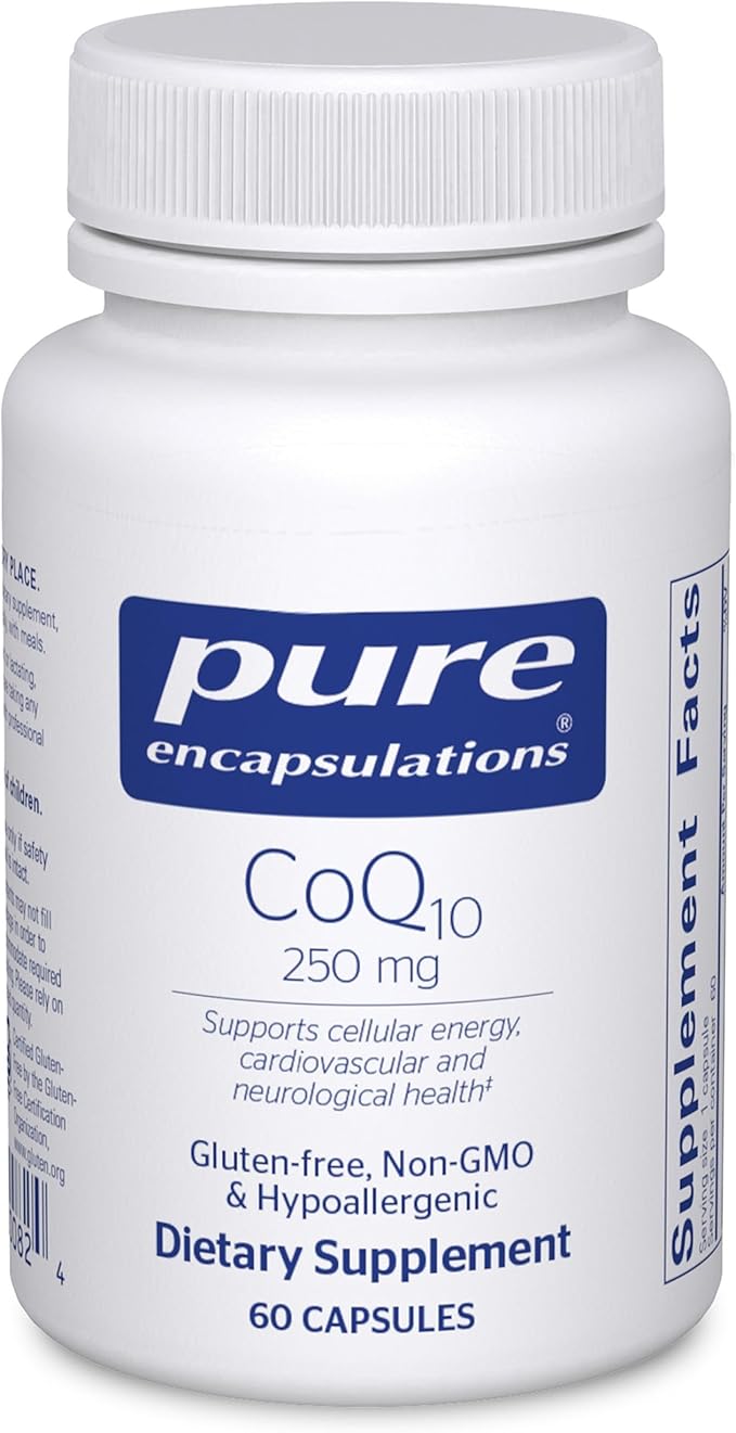 Pure Encapsulations CoQ10-250 mg CoQ10 - Brain Support Supplement* - Mitochondrial &amp Cellular Energy Support* - Non-GMO &amp Vegetarian - 60 Capsules