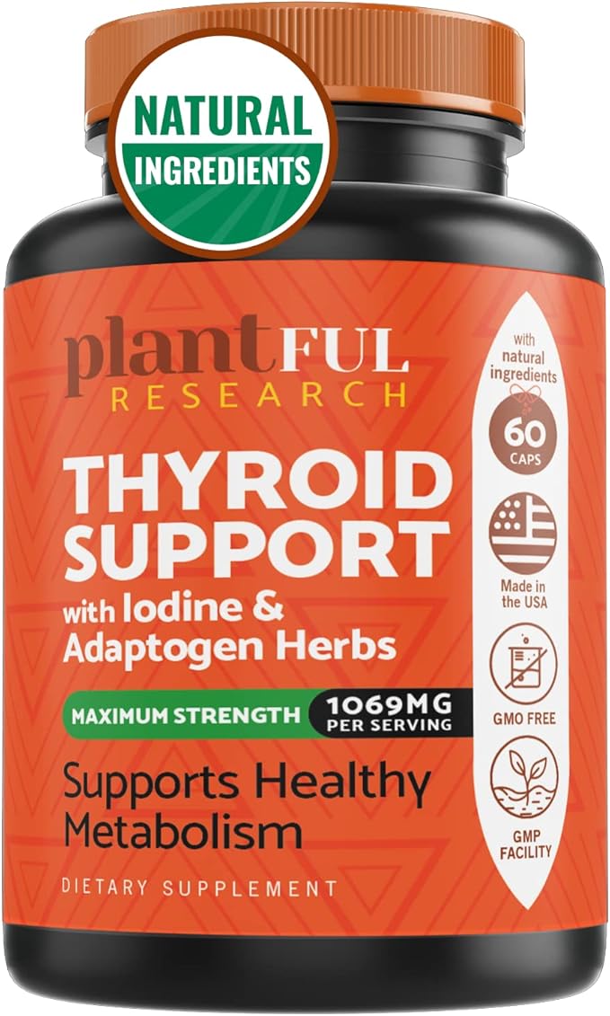 Thyroid Support for Women and Iodine Supplement ǀ Enhanced Absorption Thyroid Complex for Energy Metabolism Focus Formula Relaxation with Ashwagandha L-Tyrosine and Adaptogens Non-GMO
