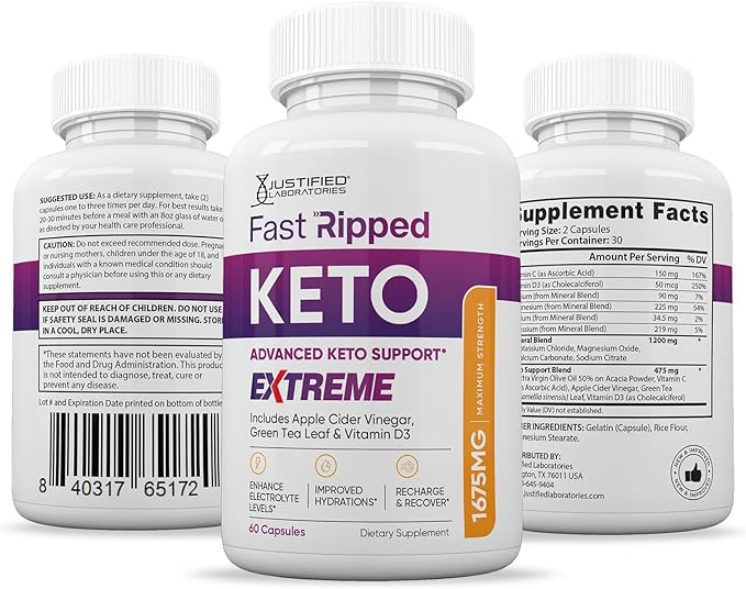 Fast Ripped Keto ACV Extreme Pills 1675MG Keto Support Blend Capsule Alternative to Keto ACV Gummies Formulated with Apple Cider Vinegar Extra Virgin Olive Oil Powder Green Tea Leaf 60 Capsules…