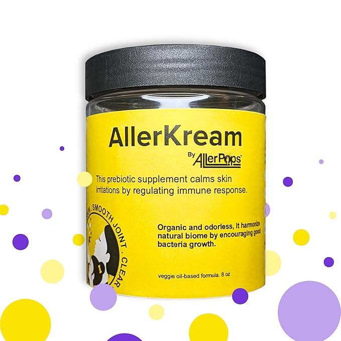 AllerKream Skin Prebiotic Ointment to Support Skin and Joint Health by Promoting Skin probiotics and modulating Immune Response odorless Veggie Oil-Based Formula 8 oz