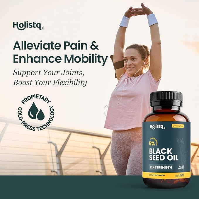 Black Seed Oil Organic Cold Pressed Capsules | 5% Thymoquinone | Non-GMO &amp Vegan | Nigella Sativa Black Cumin Seed Oil Omega 3 6 9 Adult Wellness Support - 120 Softgels 2 Months Supply