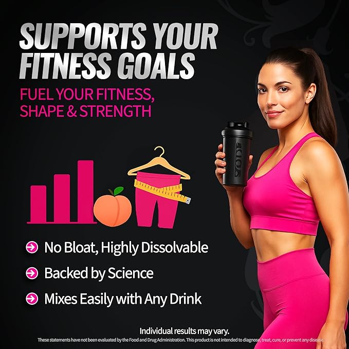 Creatine for Women – Supplement with Collagen &amp BCAA – Supports Muscle Development Post-Workout Recovery Skin Elasticity Healthy Hair &amp Nail - (2 Pack x 30 Servings Unflavored)