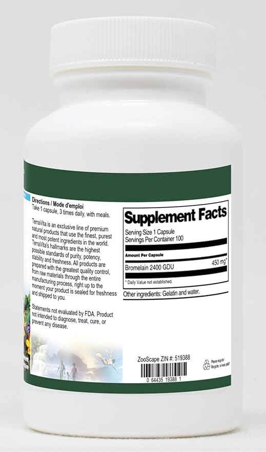 Bromelain 2400 GDU - 450 mg (100 Capsules ZIN: 519388)