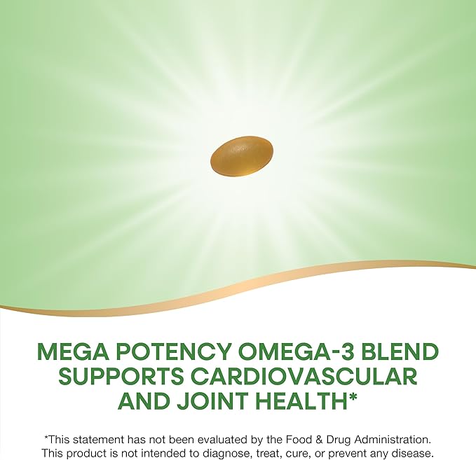 Nature's Way Super Fisol Fish Oil Omega 3 Supplements Enteric Coated Supports Cardiovascular and Joint Health* Mega Potency Omega-3s 180 Softgels (Packaging May Vary)
