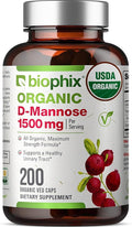 biophix D-Mannose USDA Organic 1500 mg 200 Veggie Caps - Supports a Healthy Bladder Urinary Tract Non-GMO Vegan-Friendly