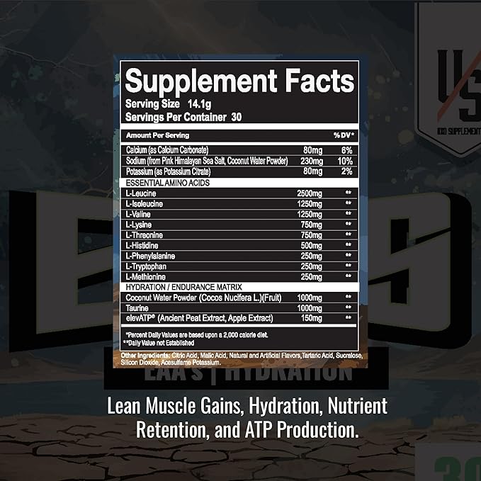 UXO Supplements EAAS Hydration Powder Essential Amino Acids Electrolytes and elevATP for Endurance (30 Servings) (30 Servings Sour Gummy)