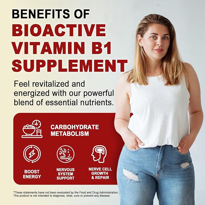 Vitamin B1(Benfotiamine) Gummies 500mg – B1 B6 B12 Vitamins with Magnesium for Energy Metabolism Healthy Nervous System – Chewable B Complex for Adults &amp Kids - Vegan Sugar Free 120 Ct