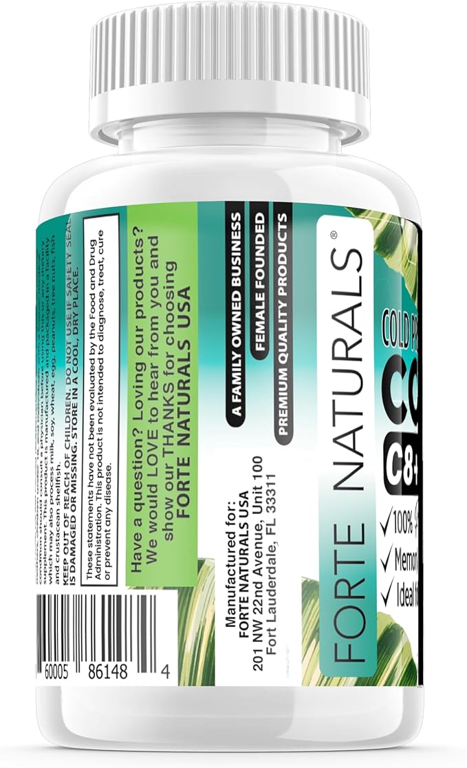 Coconut Oil Softgels Coconut Oil Capsules Super GLP-1 Gut Health Digestive Balance &amp Energy Support Cold Pressed Unrefined Non-GMO Keto Friendly Supplement for Daily Use Made in USA