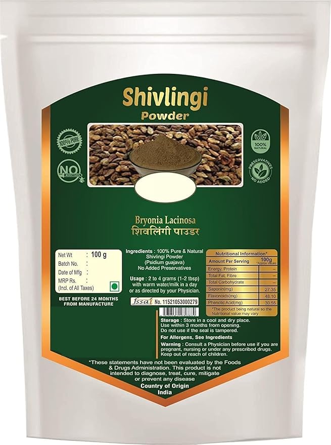 MI Shivlingi Se.ed Pow.der and Putrajivak Seed Pow.der (100gm Each) Shivlingi Beej Pow.der - Bryonia Laciniosa - Putrajeevak Beej Powder - Putrajivak Seeds Powder - 200gm 7.0548 Ounce