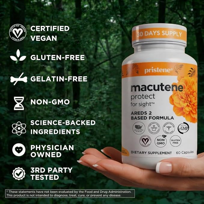 Macutene Protect Eye Vitamins for Macular Support Areds 2 with Lutein and Zeaxanthin Supplements (25mg/5mg) – Doctor Formulated Bilberry Supplement for Eyes Lab Tested Vegan (60 Capsules)