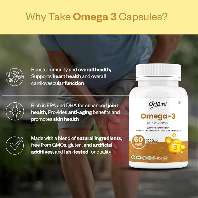 Omega-3 Fish Oil 2000mg – Supports Heart Skin &amp Eye Health – 60 Softgel Capsules with EPA &amp DHA – Burpless Premium Fish Oil Supplement