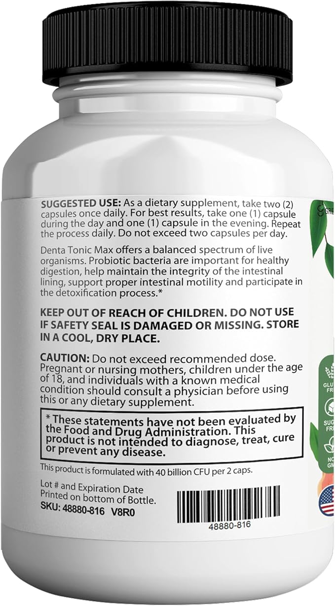 Denta Tonic Max Probiotic Supplement 40 Billion CFU 60 Capsules Supports Oral &amp Digestive Health (3)