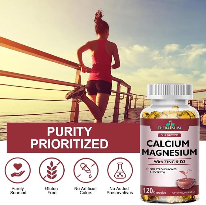 Extra Strength Calcium 1000mg + Magnesium 400mg + D3 + Zinc Complex Supplement for Bone and Immune Health 2 Month Supply 120 Softgels