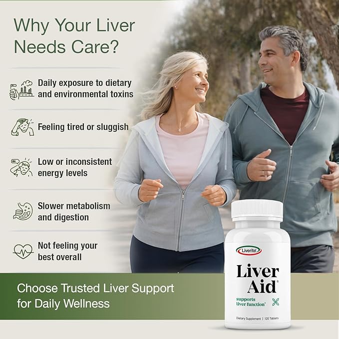 Liverite Liver Aid 120 Tablets Supports Healthy Liver Function Cleansing Energy &amp Daily Wellness