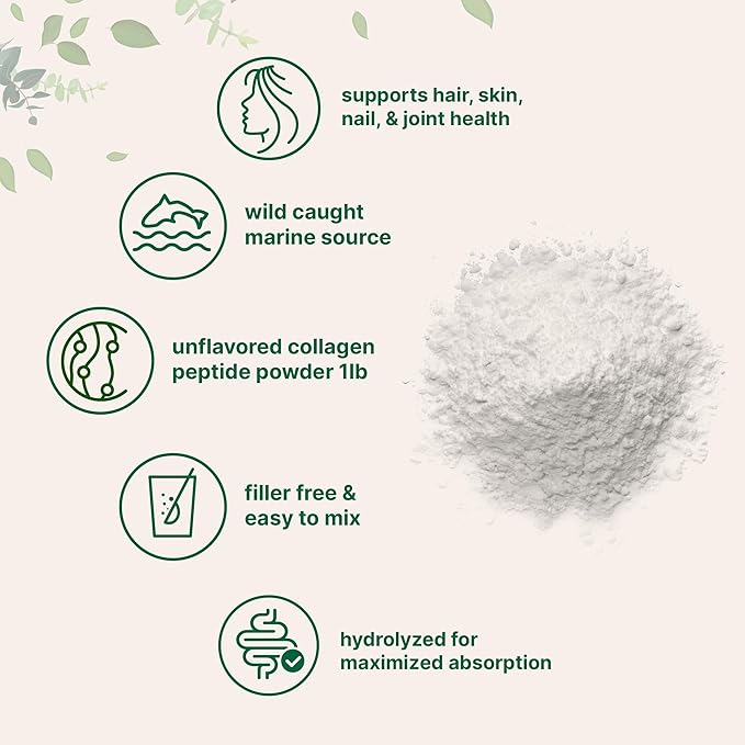 Micro Ingredients Marine Collagen Peptides Powder 1 lb | Type I Marine Collagen + Natural Protein | Wild-Caught Fish Source | Unflavored | Pescatarian Non-GMO