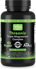 Threonix Triple Magnesium Complex - Magtein L-Threonate Bisglycinate Chelate TRAACS &amp ATA Mg - Brain Sleep Mood &amp Focus Support - High Absorption Gentle on Stomach - 120 Capsules