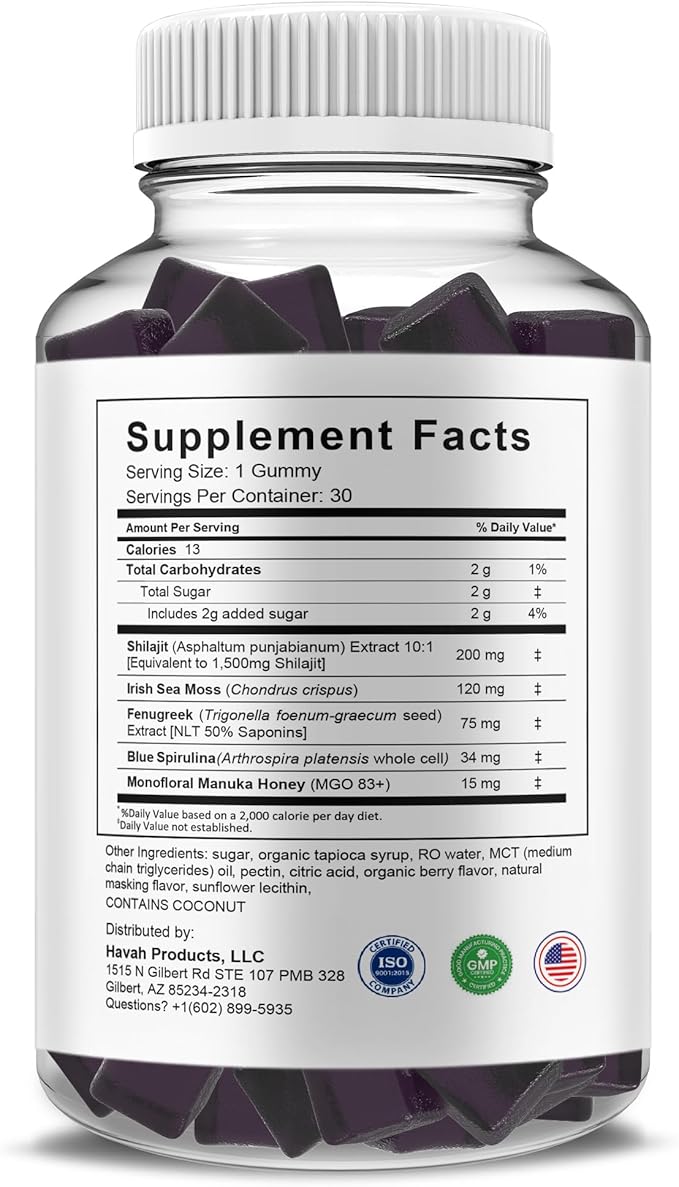 BLUE VIBE (2 Pack) Primo Boost XL Gummies PrimoBoostXL Daily Performance Shilajit and Manuka Honey Supplement Primo Boost XL Advanced Overall Health and Performance Support Supplement (60 Gummies)