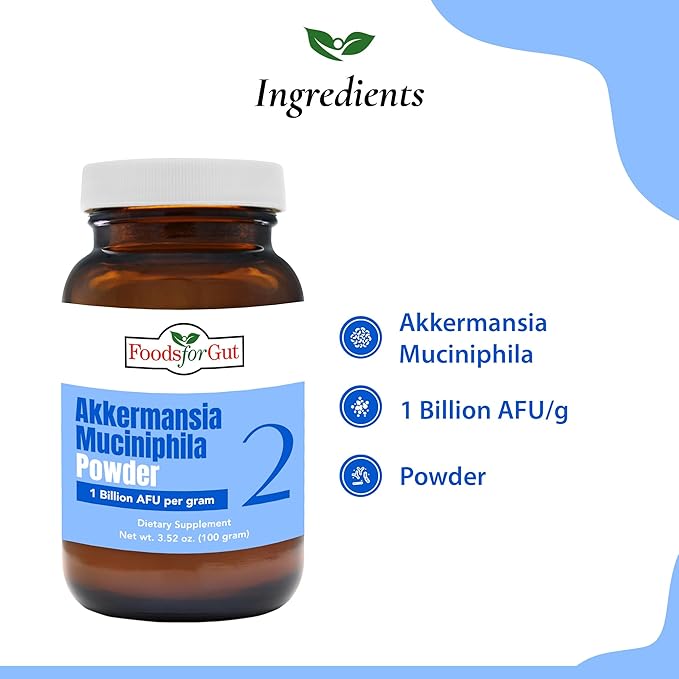Foods For Gut Akkermansia Muciniphila Powder 1 Billion AFU/g | Direct from Manufacturer | No Third-Party Storage | Digestive &amp Immune Support | (100 Gram)