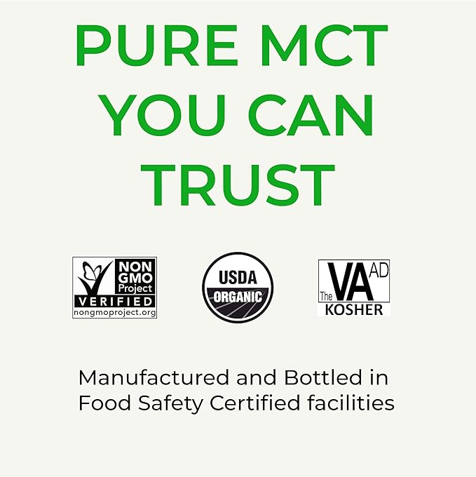 Verdana Organic MCT Oil 32 fl oz – Pure C8 &amp C10 from Organic Coconuts Flavorless MCT Oil for Coffee &amp Smoothies Keto &amp Paleo Friendly Non-GMO Kosher Dietary Supplement