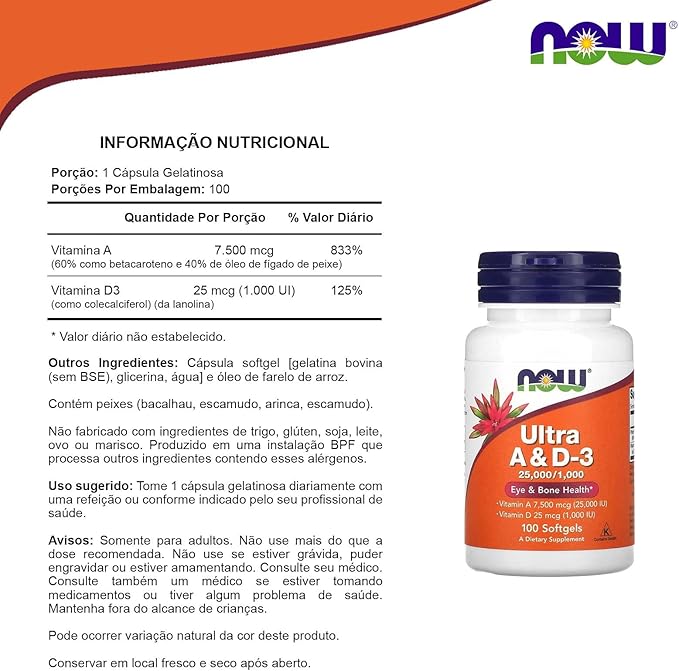 NOW Foods Ultra A &amp D 25000/1000 100 SGELS