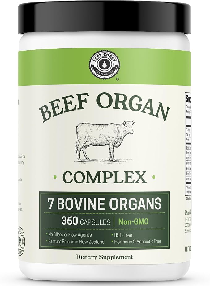 Beef Organ Supplement Grass Fed - 7 Beef Organs Complex from New Zealand - Liver Heart Pancreas Kidney Lung Spleen Bone Marrow - Non-GMO No Fillers Hormone &amp Antibiotic Free - Carnivore Diet - 3