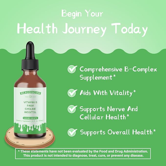 Vitamin B with Vitamin B12 Liquid Drops PABA Choline Inositol Liquid - 60ml