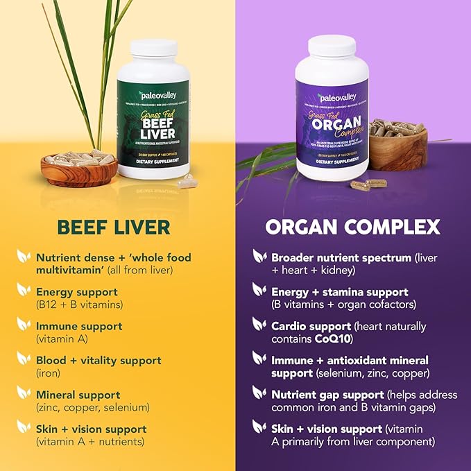 Paleovalley Grass Fed Beef Liver Capsules – Beef Organ Supplement for Men &amp Women 100% Pasture-Raised &amp Freeze-Dried Vitamin A &amp B Ancestral Superfood for Energy Immunity &amp Wellnes