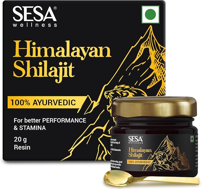 sesa Himalayan Shilajit Resin 100% Ayurvedic 50 Servings of 400mg Helps Boost Strength 85+ Trace Minerals Endurance &amp Immunity 70%+ Fulvic Acid Contains Lab Certificate
