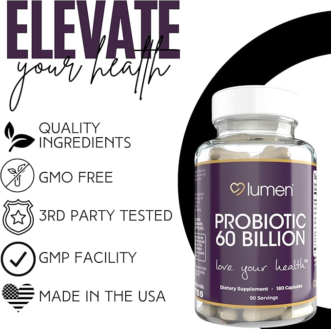Lumen Naturals Probiotic 60 Billion CFU for Women Digestive with Maktrek Technology - 180 Count - 90 Servings (180 Count (Pack of 1))