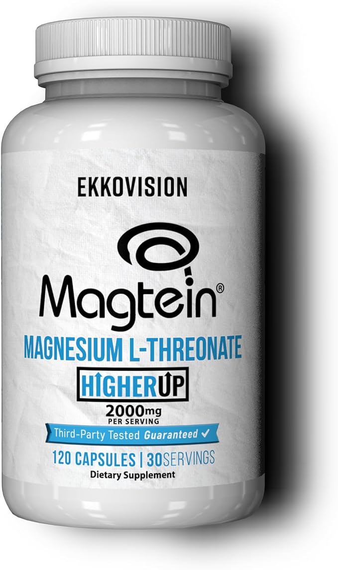 Ekkovision Magtein Magnesium L-Threonate Memory &amp Cognitive Function Support Magnesium Supplement with Essential Minerals for Men &amp Women 2000 MG Per Serving 120 Easy-to-Swallow Capsules