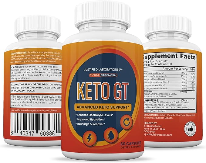 (5 Pack) Keto GT Keto Pills 1275MG New &amp Improved Formula Contains Apple Cider Vinegar Extra Virgin Olive Oil Powder Green Tea Leaf 300 Capsules