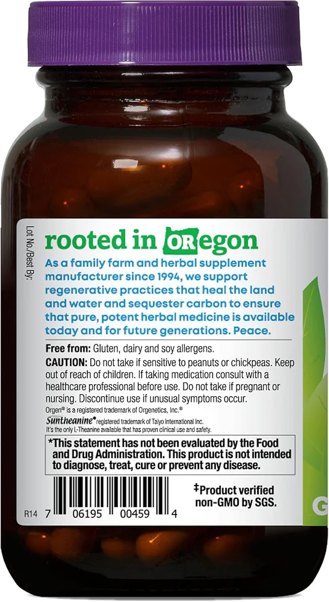 Oregon's Wild Harvest Stress Guard L-Theanine Supplement for Natural Relief 90 Capsules