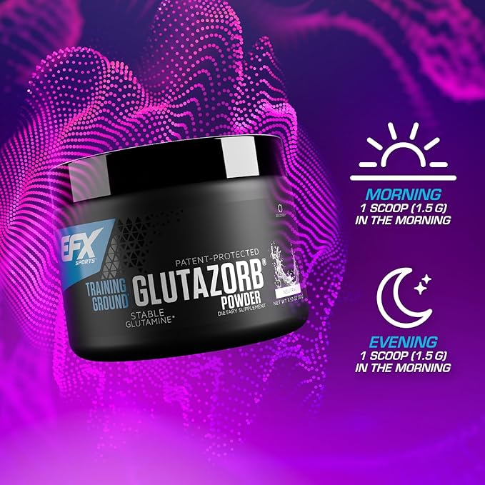 EFX Sports Training Ground Glutazorb Powder | Highly Concentrated pH Correct Glutamine Supplement | Digestion &amp Immune Support | 66 Servings (Unflavored)