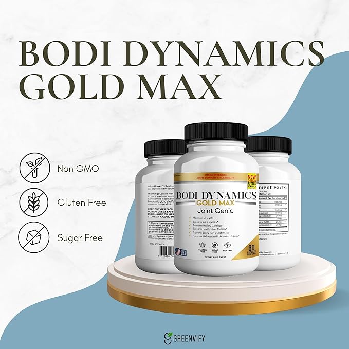 Bodi Dynamics Gold Max Joint Genie Extra Strength Joint Support Supplement 1500mg Glucosamine 60 Capsules 20 Day Supply (2)