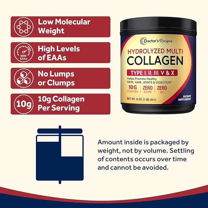 Doctor's Recipes Multi Collagen Peptides Powder 16oz and Probiotics for Women 30 Caps