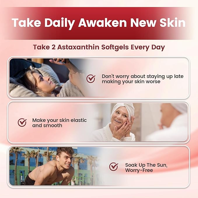 10 in 1 Astaxanthin Supplements 24mg 8 Month Supply Astaxantina Antioxidant from Haematococcus Pluvialis Contains Lycopene Grape Seed Vitamin E &amp More Supports Eye Joints Skin Health 2 Ba
